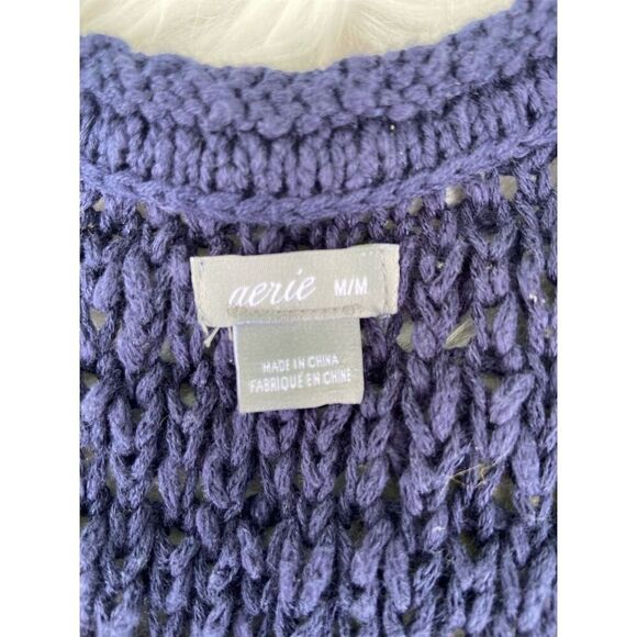 Aerie Women's Blue Crochet Tank Top Standard Size M Summer Casual Camisole - Picture 3 of 4